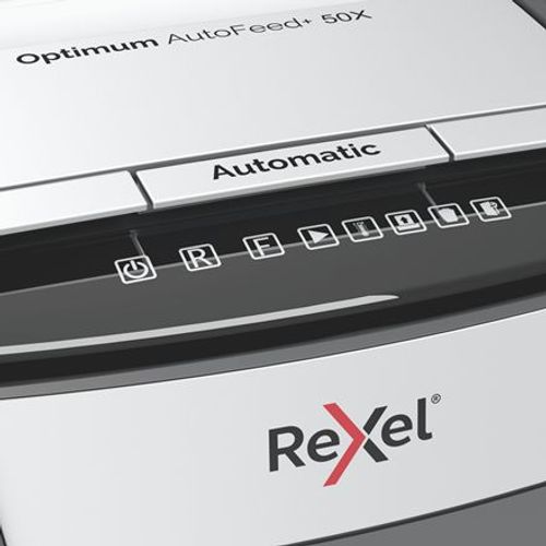 Rexel Distruggidocumenti automatico Optimum AutoFeed+ 50X con taglio a frammenti [2020050XEU]