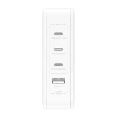 Belkin ALIMENTATORE 140W 4-PORTE USB CON UK,EU,US PLUG [WCH014BTWH]