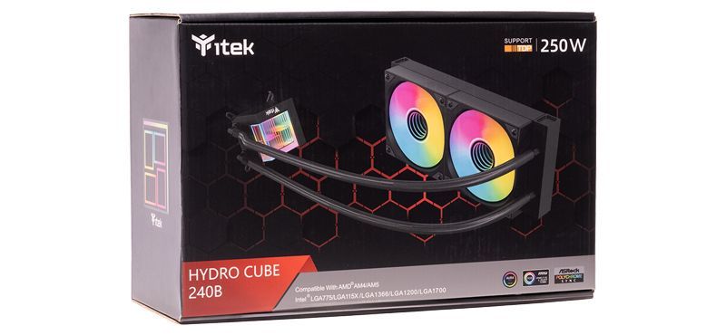 itek HYDRO CUBE 240B Processore Kit di raffreddamento a liquido 12 cm Nero 1 pz [ITLCHCA240]