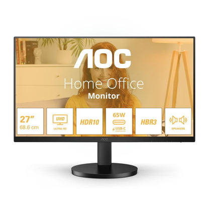 AOC MONITOR 27 LED IPS 4K UHD 16:9 4MS 350 CDM, REG ALTEZZA, USB-C DOCK, HDMI, MULTIMEDIALE [U27B3CF]