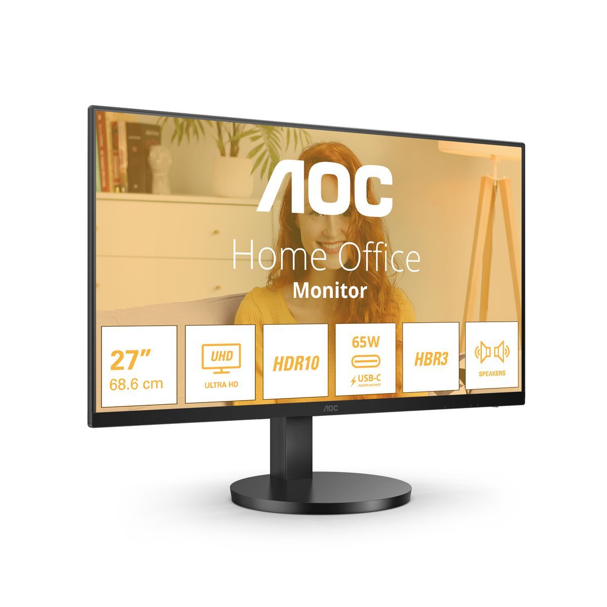AOC MONITOR 27 LED IPS 4K UHD 16:9 4MS 350 CDM, REG ALTEZZA, USB-C DOCK, HDMI, MULTIMEDIALE [U27B3CF]