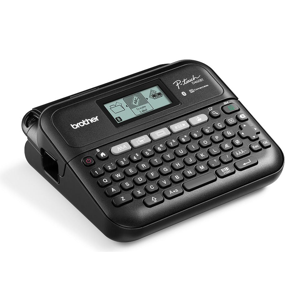 Brother PT-D460BTVPUR1 stampante per etichette (CD) Trasferimento termico 180 x 180 DPI Con cavo e senza cavo Bluetooth QWERTY [PTD460BTVPUR1]