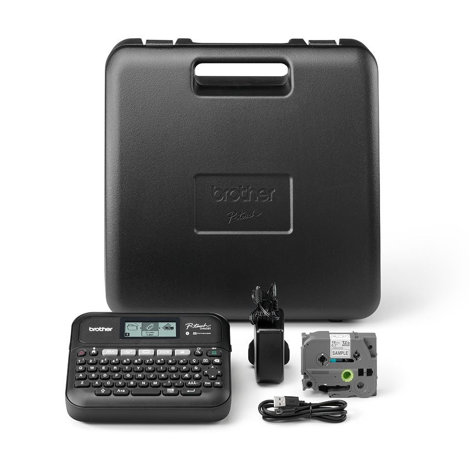 Brother PT-D460BTVPUR1 stampante per etichette (CD) Trasferimento termico 180 x 180 DPI Con cavo e senza cavo Bluetooth QWERTY [PTD460BTVPUR1]