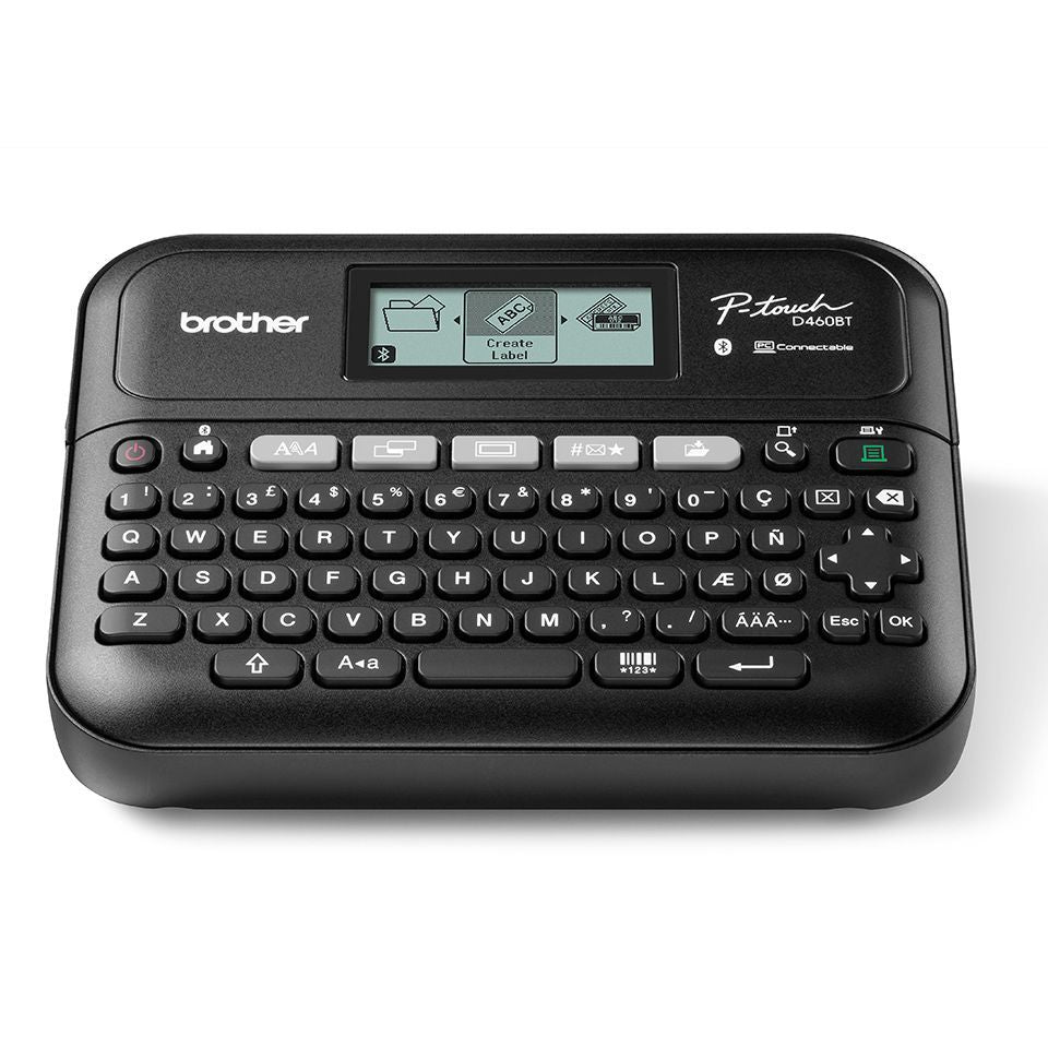 Brother PT-D460BTVPUR1 stampante per etichette (CD) Trasferimento termico 180 x 180 DPI Con cavo e senza cavo Bluetooth QWERTY [PTD460BTVPUR1]