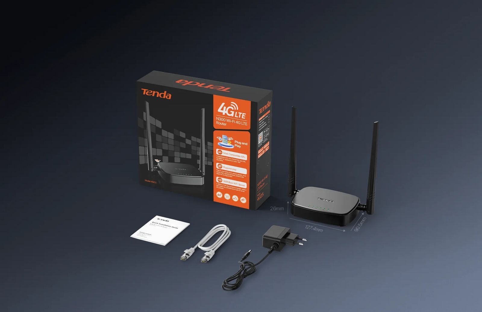 Tenda 4G05 router wireless Fast Ethernet Banda singola (2.4 GHz) Nero [4G05]