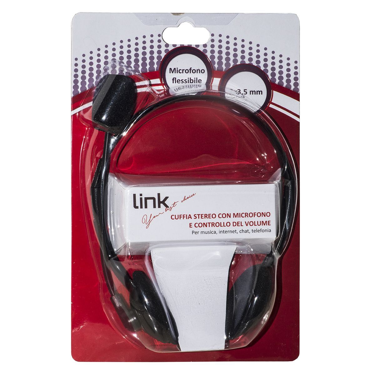 LINK Cuffia Con Microfono Orientabile, Connettore 2 X 3,5 Mm E Controllo Volume [LKHS02]