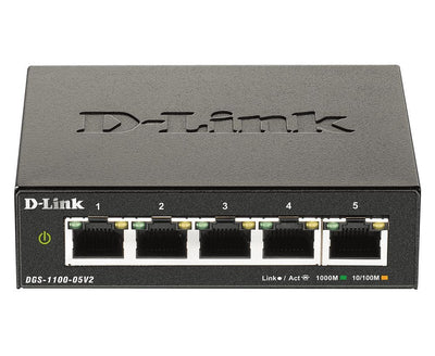 D-Link DGS-1100-05V2/E switch di rete Gestito L2 Gigabit Ethernet (10/100/1000) Nero [DGS-1100-05V2]