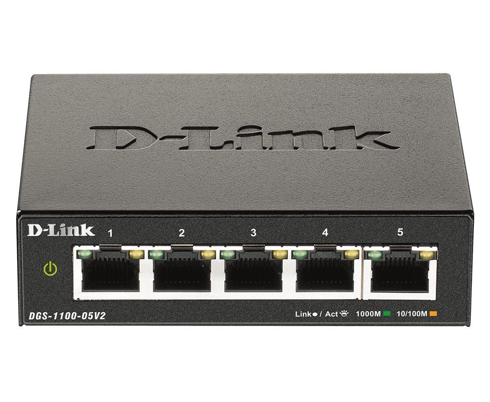 D-Link DGS-1100-05V2/E switch di rete Gestito L2 Gigabit Ethernet (10/100/1000) Nero [DGS-1100-05V2]