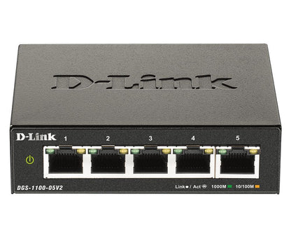 D-Link DGS-1100-05V2/E switch di rete Gestito L2 Gigabit Ethernet (10/100/1000) Nero [DGS-1100-05V2]