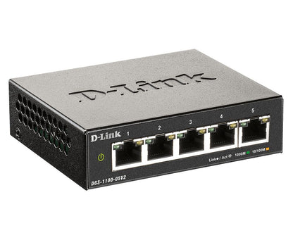 D-Link DGS-1100-05V2/E switch di rete Gestito L2 Gigabit Ethernet (10/100/1000) Nero [DGS-1100-05V2]