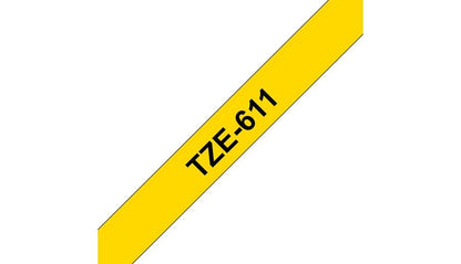Brother TZE-611 nastro per etichettatrice Nero su giallo [TZE611]