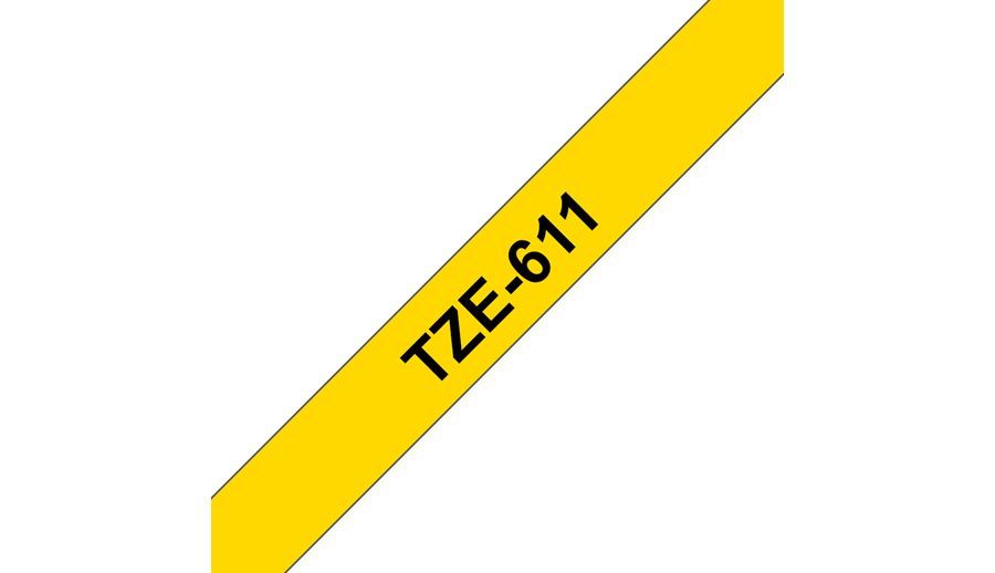 Brother TZE-611 nastro per etichettatrice Nero su giallo [TZE611]