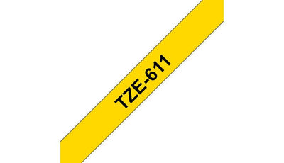 Brother TZE-611 nastro per etichettatrice Nero su giallo [TZE611]
