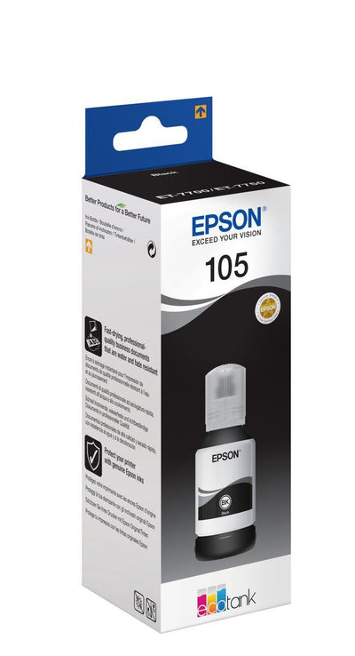 Epson Flacone di inchiostro a pigmenti Nero 105 EcoTank [C13T00Q140]