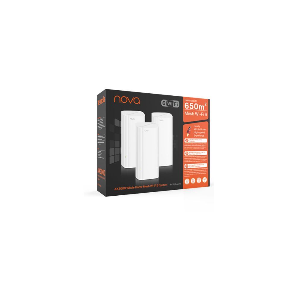 Tenda EX12 3-Pack Dual-band (2.4 GHz/5 GHz) Wi-Fi 6E (802.11ax) Bianco Interno [EX12-3]