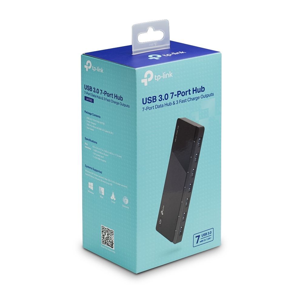 TP-Link UH700 hub di interfaccia USB 3.2 Gen 1 (3.1 Gen 1) Micro-B 5000 Mbit/s Nero [UH700]