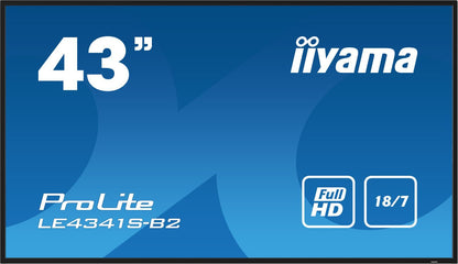iiyama PROLITE LE4341S-B2 Pannello piatto per segnaletica digitale 108 cm (42.5") LCD 350 cd/m Full HD Nero 18/7 [LE4341S-B2]