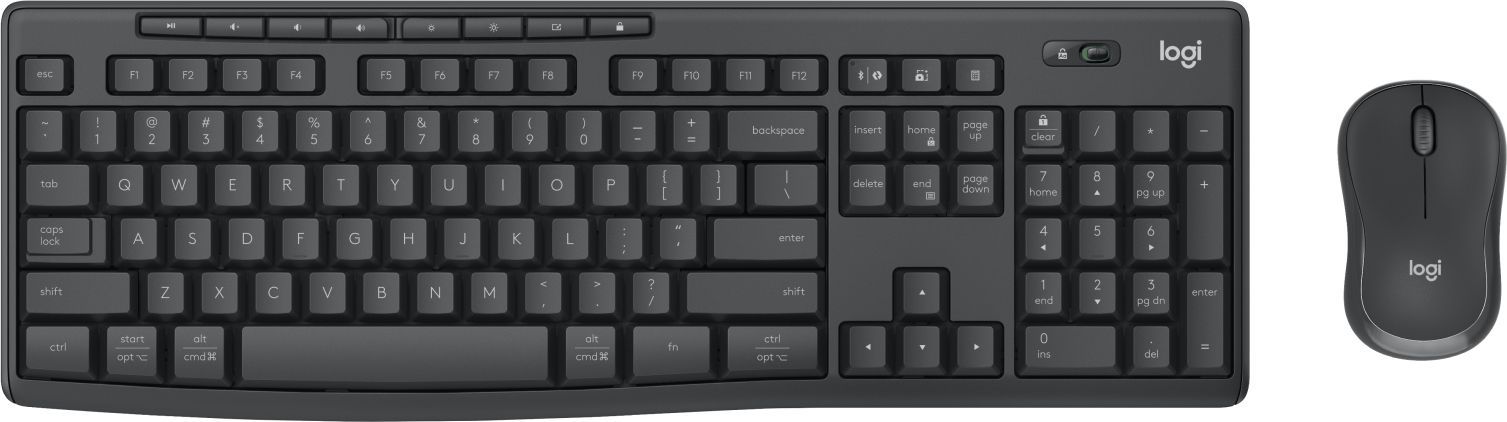Logitech MK370 Combo for Business, Tastiera e Mouse Wireless Full-Size, ricevitore USB Logi Bolt Sicuro, Bluetooth, Certificazione Globale Windows/Mac/Chrome, Linux - Grafite [920-012069]
