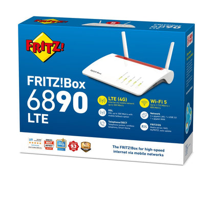 FRITZ!Box Box 6890 LTE router wireless Gigabit Ethernet Dual-band (2.4 GHz/5 GHz) 4G Rosso, Bianco [20002818]