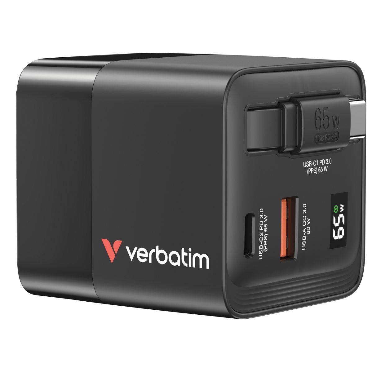 Verbatim GaN Charger 65W Universale Nero AC Ricarica rapida Interno [32217]
