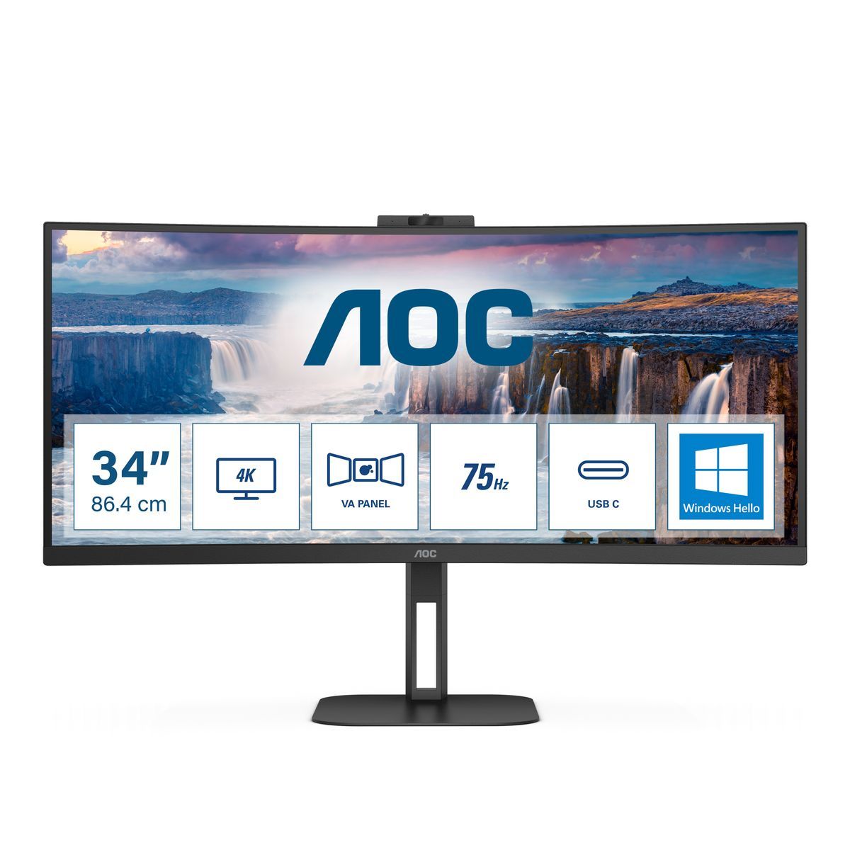 AOC V5 CU34V5CW Monitor PC 86,4 cm (34") 3440 x 1440 Pixel Wide Quad HD LED Nero [CU34V5CW/BK]