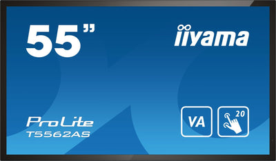 iiyama T5562AS-B1 visualizzatore di messaggi Pannello piatto interattivo 138,7 cm (54.6") VA 500 cd/m 4K Ultra HD Nero Touch screen Processore integrato Android 8.0 24/7 [T5562AS-B1]