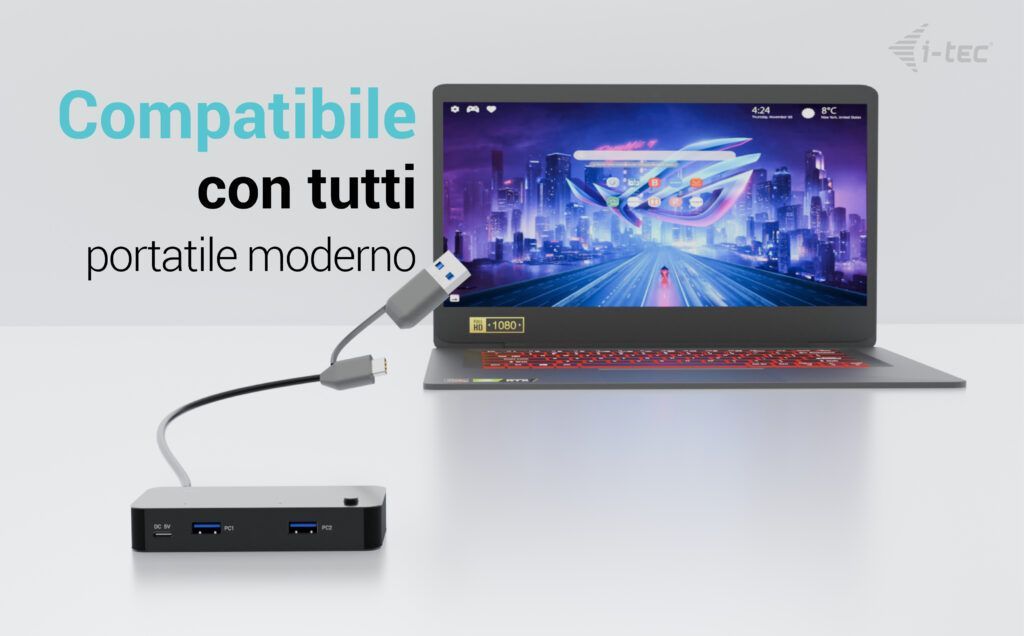 i-tec Universal KVM HUB 2x USB-C + 2x USB-A 3.0 [CAKVMHUB2A2C]