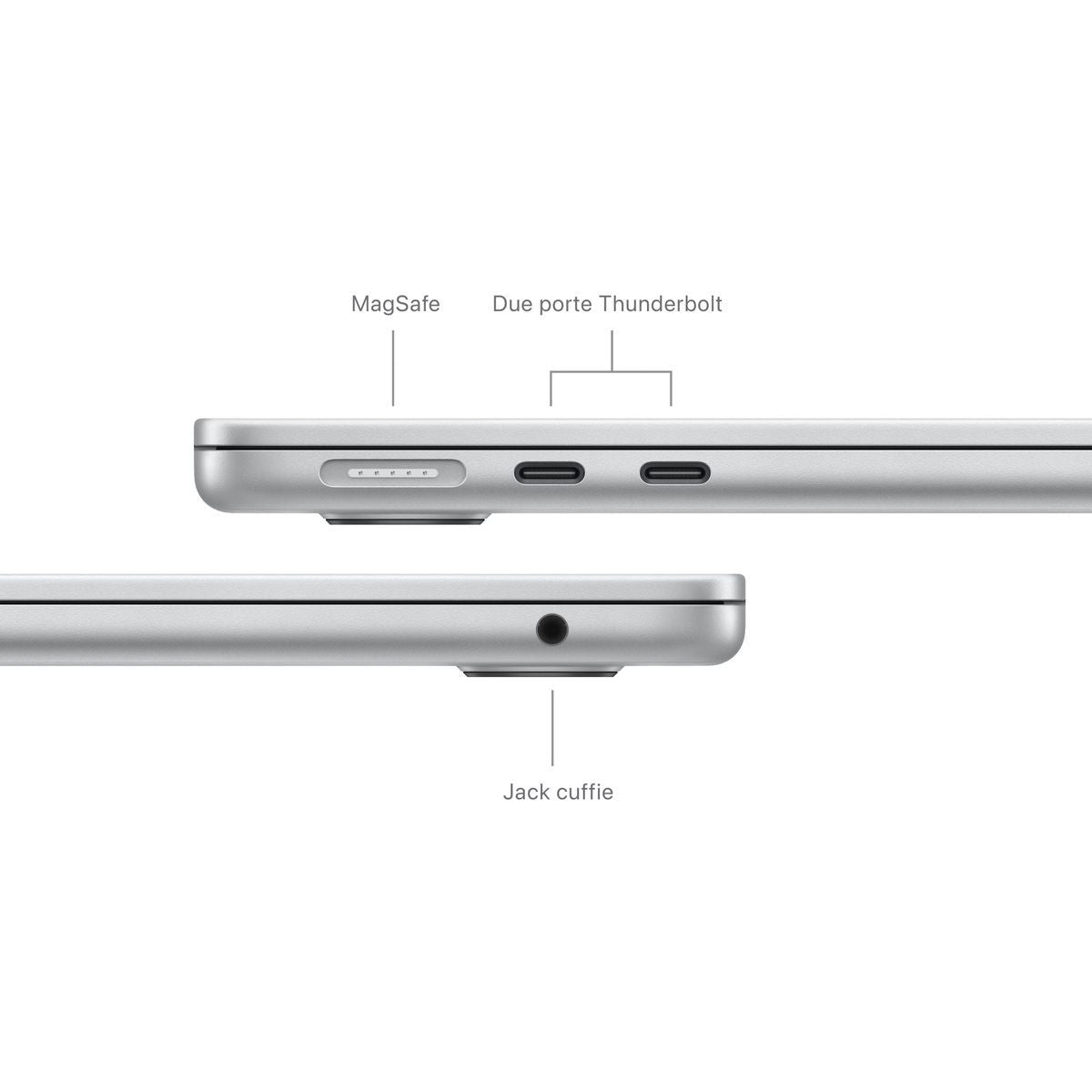 Apple MacBook Air 13'' M3 chip con core 8 CPU e core 10 GPU, 16GB, 512GB SSD Argento [MXCT3T/A]