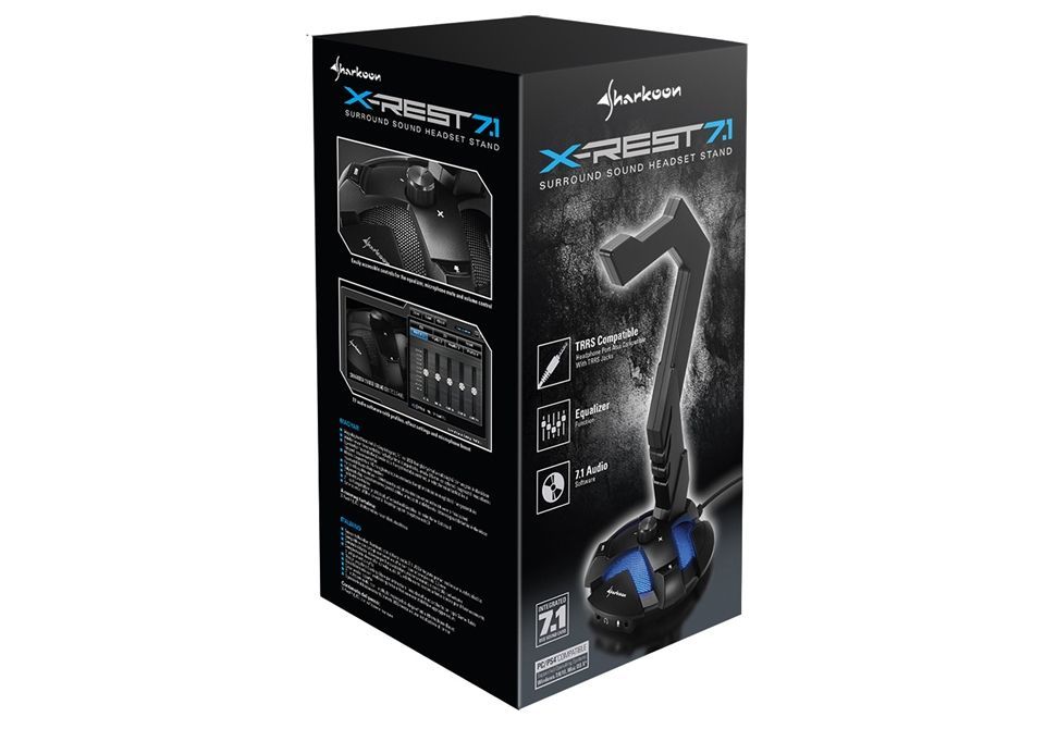 Sharkoon X-Rest 7.1 Supporto attivo Cuffie, Auricolare Nero [X-REST7.1]