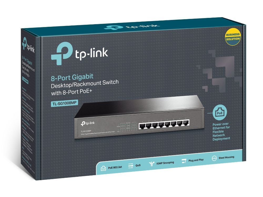 TP-Link TL-SG1008MP switch di rete Non gestito Gigabit Ethernet (10/100/1000) Supporto Power over Ethernet (PoE) Nero [TL-SG1008MP]