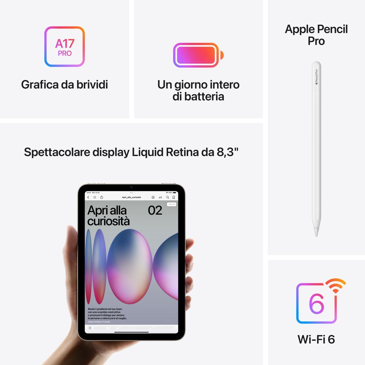 Apple iPad mini Wi-Fi 128GB - Grigio Siderale [MXN63TY/A]