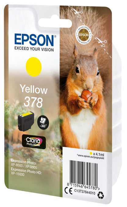 Epson Squirrel Singlepack Yellow 378 Claria Photo HD Ink [C13T37844010]
