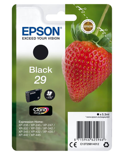 Epson Strawberry Singlepack Black 29 Claria Home Ink [C13T29814012]