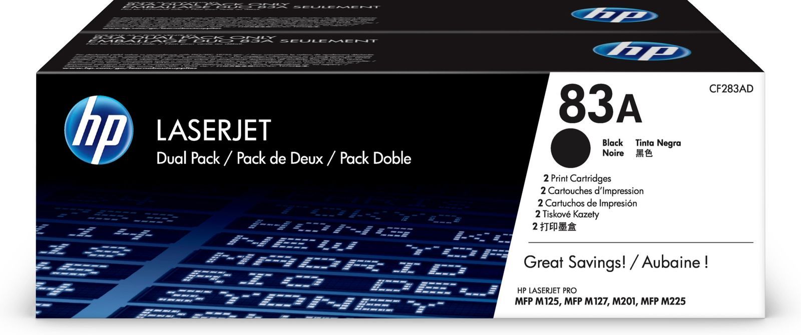 HP Confezione doppia di cartucce toner originali nero 83A LaserJet [CF283AD]