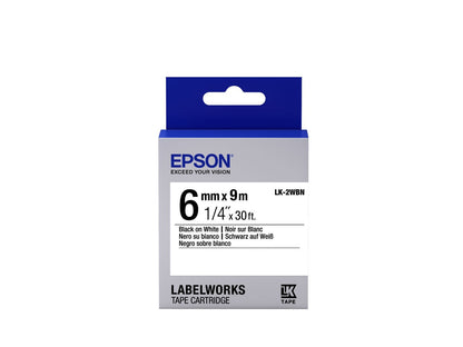 Epson Nastro fondo Standard Bianco per testo Nero 6/9 LK-2WBN [C53S652003]
