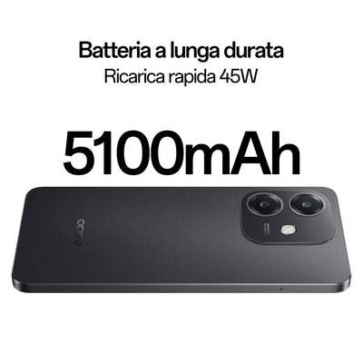 OPPO A40 Smartphone, Fotocamera AI 50MP, Selfie 5MP, Display 6.67 90HZ LCD HD+, 5100mAh, RAM 12 GB (6+6) + ROM 128GB, IP54, [Versione Italia], Sparkle Black [110010347163]