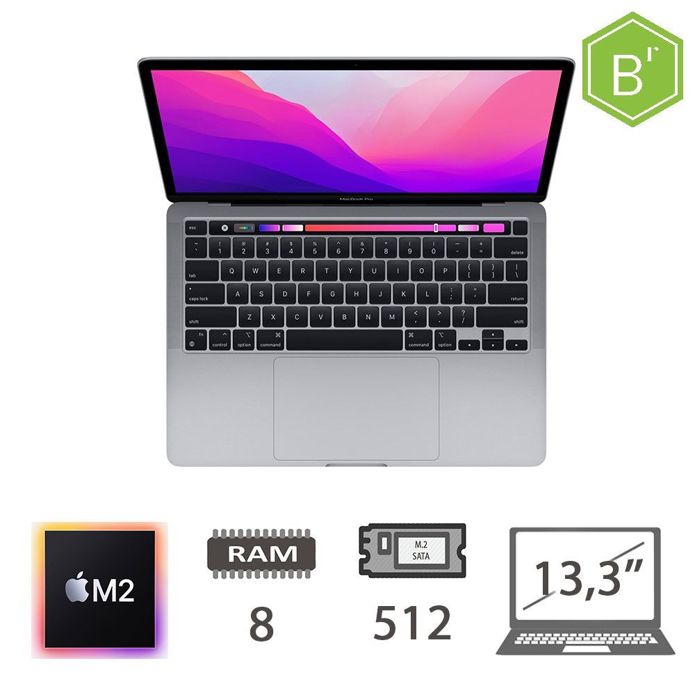MBP 13,3 T.BAR(2022)M2-8C/8/512/10C GPU/SG/2Y - B [008112PCR-EU]