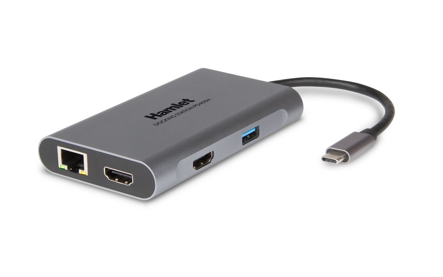 Hamlet HDKC-PD400H replicatore di porte e docking station per notebook Cablato USB 3.2 Gen 1 (3.1 Gen 1) Type-C Grigio [HDKC-PD400H]
