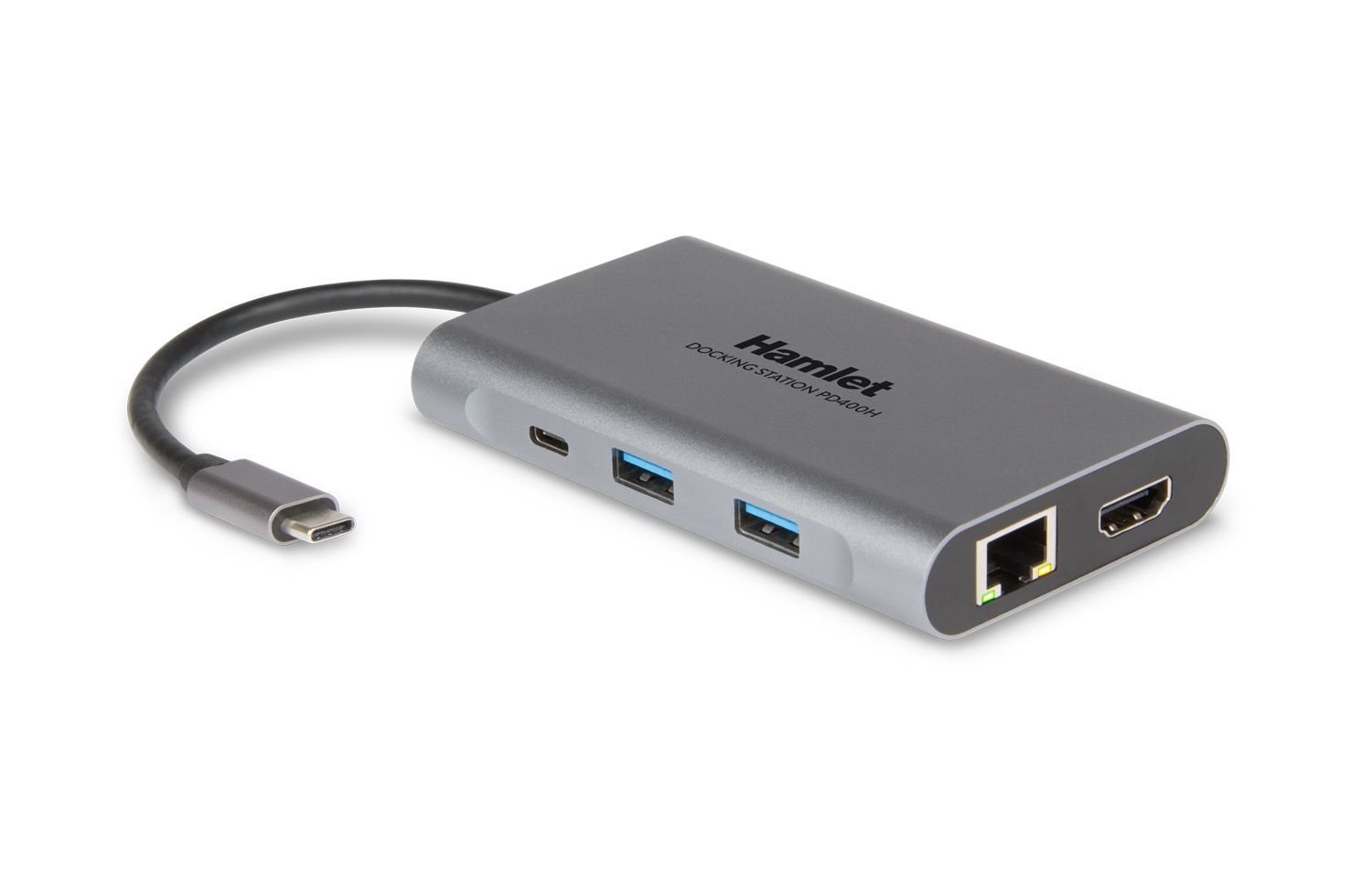 Hamlet HDKC-PD400H replicatore di porte e docking station per notebook Cablato USB 3.2 Gen 1 (3.1 Gen 1) Type-C Grigio [HDKC-PD400H]