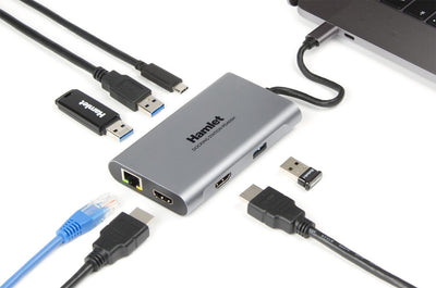 Hamlet HDKC-PD400H replicatore di porte e docking station per notebook Cablato USB 3.2 Gen 1 (3.1 Gen 1) Type-C Grigio [HDKC-PD400H]