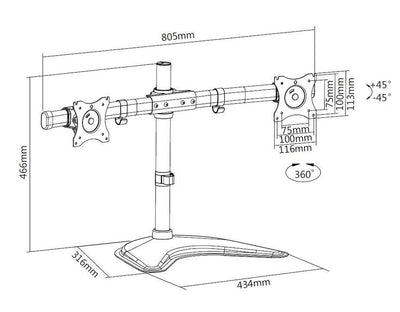 ITB MB3330 supporto da tavolo per Tv a schermo piatto 68,6 cm (27") Argento [MB3330]