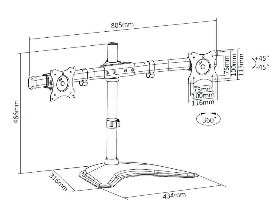 ITB MB3330 supporto da tavolo per Tv a schermo piatto 68,6 cm (27") Argento [MB3330]