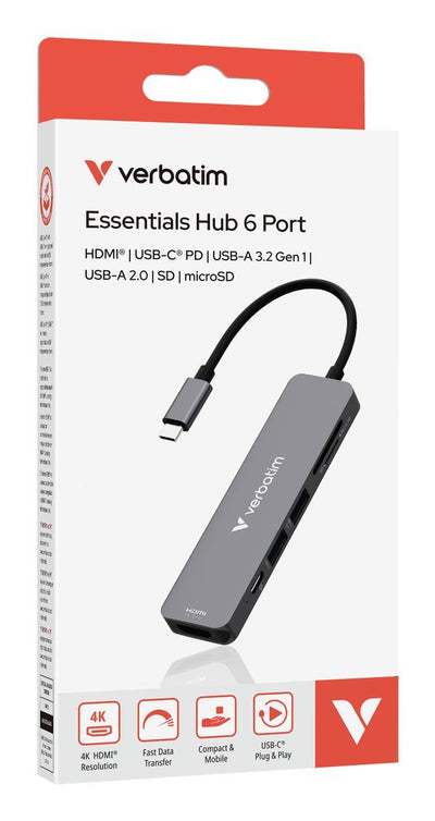 Verbatim 32156 hub di interfaccia USB 3.2 Gen 1 (3.1 Gen 1) Type-C 5000 Mbit/s Grigio [32156]