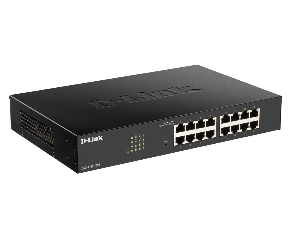D-Link DGS-1100-16V2 switch di rete Gestito L2 Gigabit Ethernet (10/100/1000) Nero [DGS-1100-16V2]