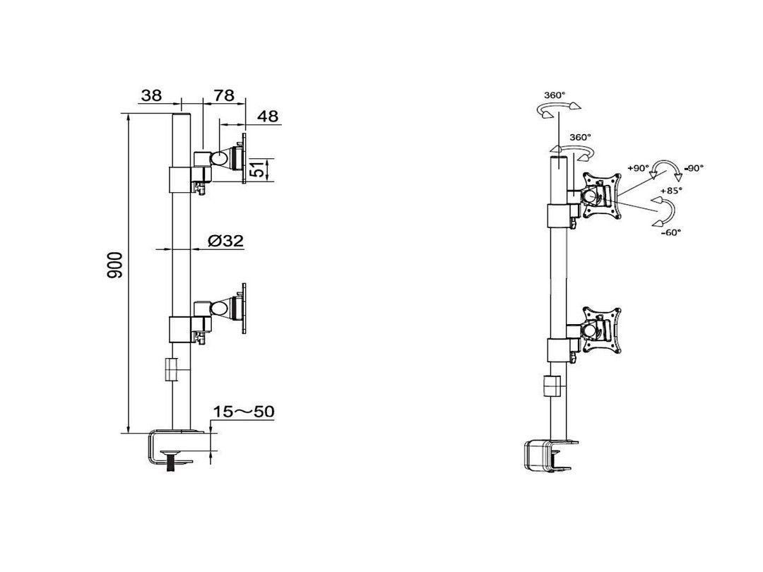 Multibrackets 5877 supporto da tavolo per Tv a schermo piatto 76,2 cm (30") Nero Scrivania [MB5877]