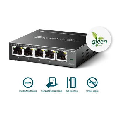 TP-Link TL-SG105E switch di rete Gestito L2 Gigabit Ethernet (10/100/1000) Nero [TL-SG105E]