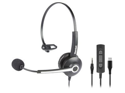Hamlet HHEADM-CJM cuffia e auricolare Cablato A Padiglione Ufficio USB tipo-C Nero [HHEADM-CJM]