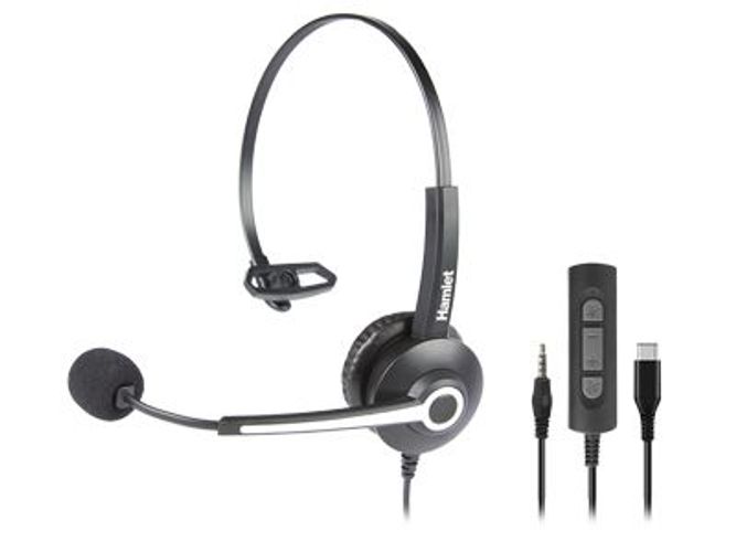 Hamlet HHEADM-CJM cuffia e auricolare Cablato A Padiglione Ufficio USB tipo-C Nero [HHEADM-CJM]