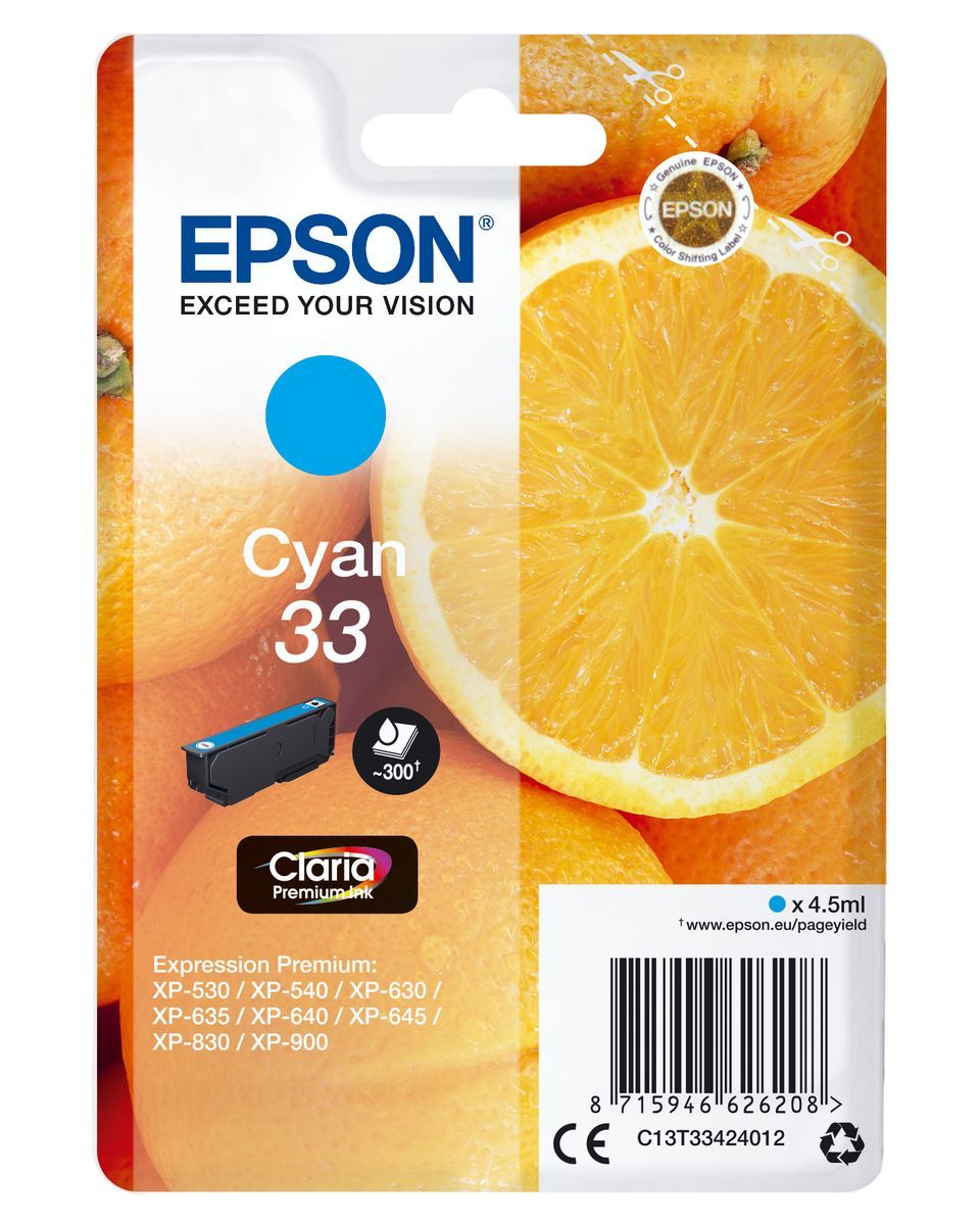 Epson Oranges Cartuccia Ciano T33 Claria Premium [C13T33424012]