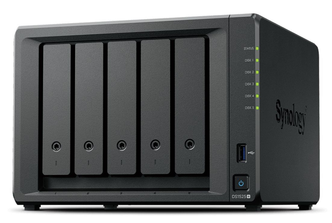 Synology DiskStation DS1525+ server NAS e di archiviazione Ryzen Embedded V1500B 8 GB DDR4 0 TB Nero [DS1525+]